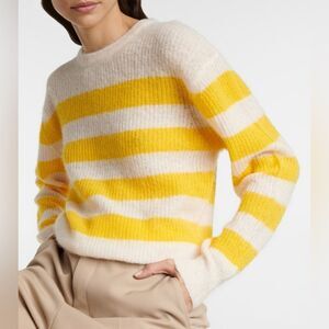 A.P.C. Lia Yellow-Stripe Pullover Sweater Sz M Alpaca-Wool-Blend Paris
